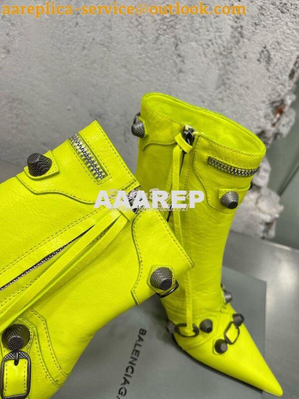 Replica Balenciaga Cagole 90mm Bootie Arena Lambskin 694379 Neon Yello 10