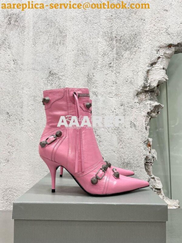 Replica Balenciaga Cagole 90mm Bootie Arena Lambskin 694379 Pink 3