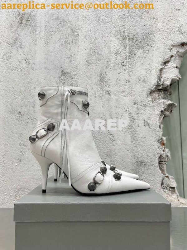 Replica Balenciaga Cagole 90mm Bootie Arena Lambskin 694379 White 3