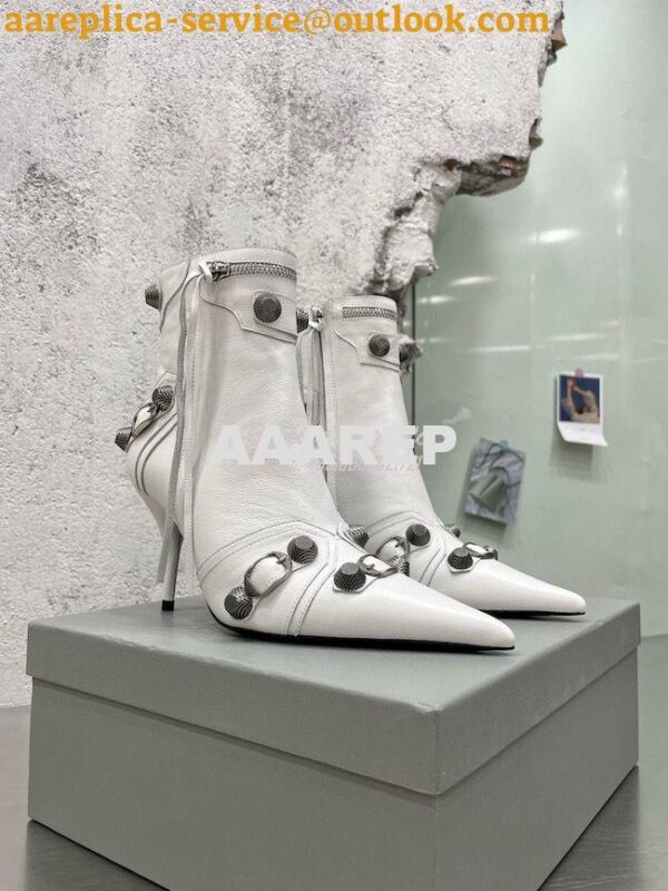 Replica Balenciaga Cagole 90mm Bootie Arena Lambskin 694379 White 5