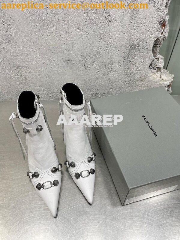 Replica Balenciaga Cagole 90mm Bootie Arena Lambskin 694379 White 7