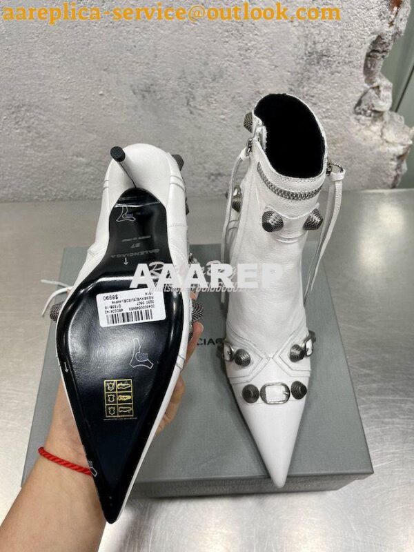 Replica Balenciaga Cagole 90mm Bootie Arena Lambskin 694379 White 11