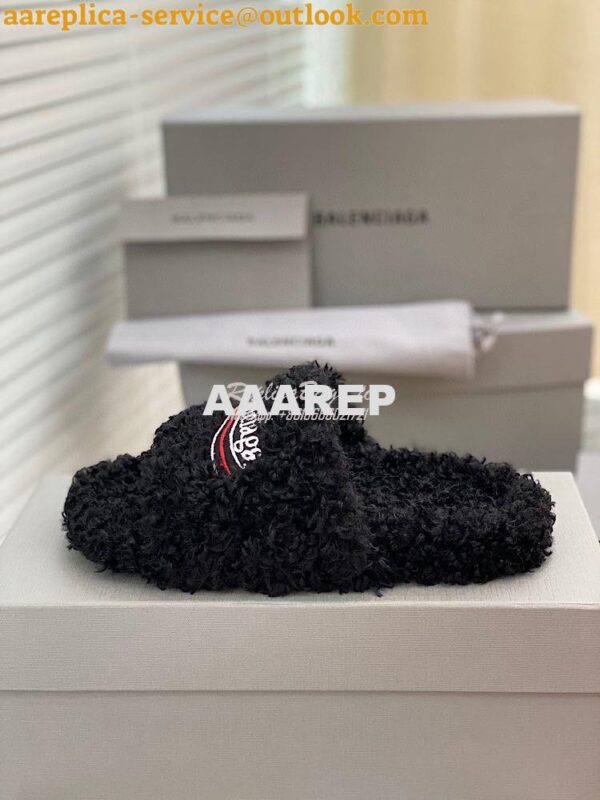 Replica Balenciaga Men Female Furry Shearling Slide Sandal 654747 7