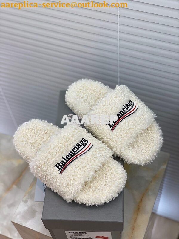 Replica Balenciaga Men Female Furry Shearling Slide Sandal 654747 9