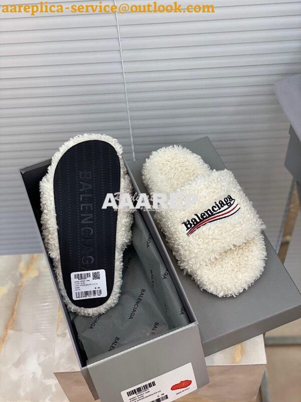 Replica Balenciaga Men Female Furry Shearling Slide Sandal 654747 12