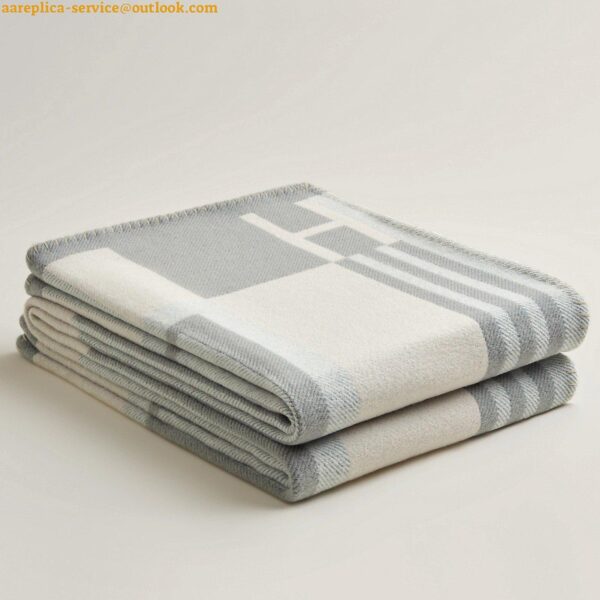 Replica Hermes Ithaque Blanket in Grey Wool and Cashmere 3