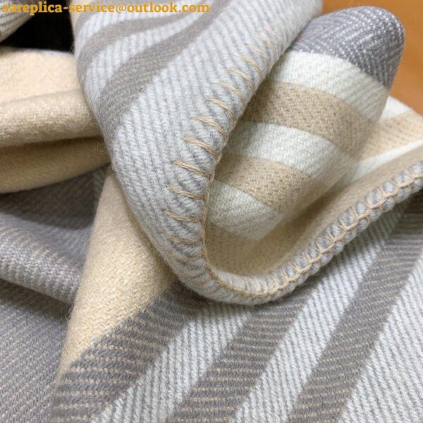 Replica Hermes Ithaque Blanket in Grey Wool and Cashmere 6