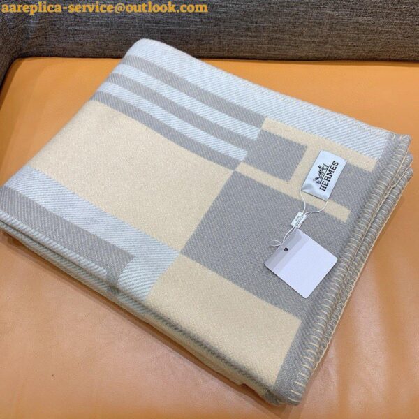 Replica Hermes Ithaque Blanket in Grey Wool and Cashmere 5