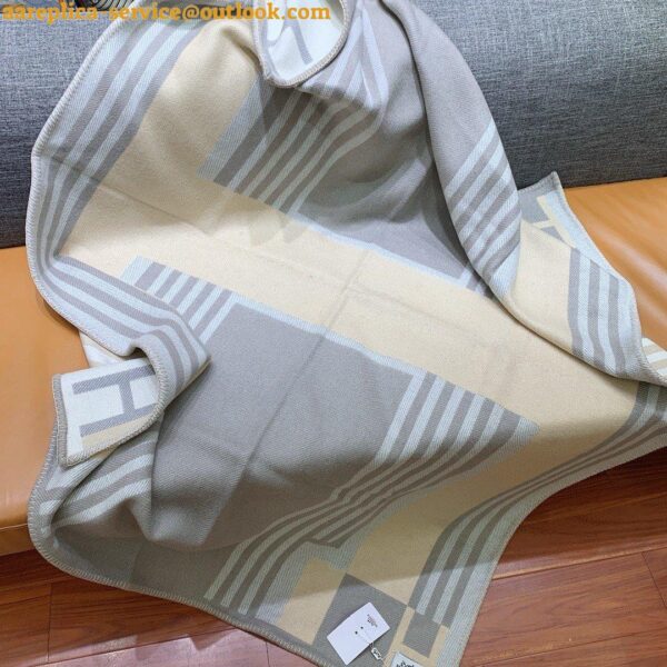 Replica Hermes Ithaque Blanket in Grey Wool and Cashmere 6