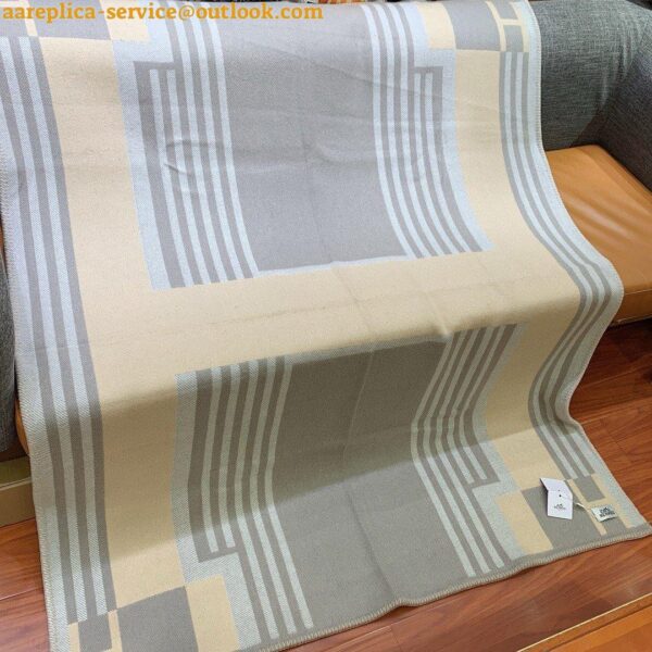 Replica Hermes Ithaque Blanket in Grey Wool and Cashmere 9