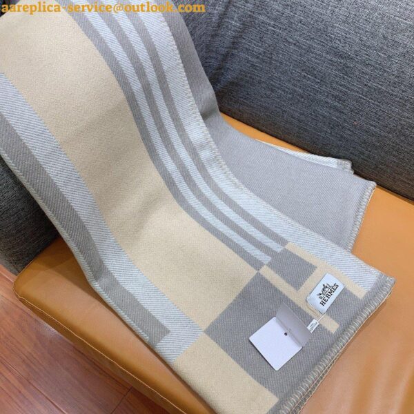 Replica Hermes Ithaque Blanket in Grey Wool and Cashmere 9