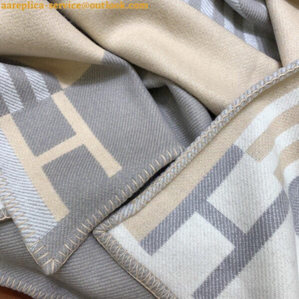 Replica Hermes Ithaque Blanket in Grey Wool and Cashmere 12