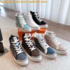 Replica Hermes Men Female High Top Gad Sneaker Cotton twill and calfsk 2