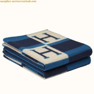 Replica Hermes Marine Avalon Bayadere Throw Blanket