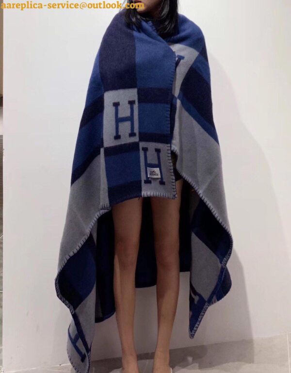 Replica Hermes Marine Avalon Bayadere Throw Blanket 3