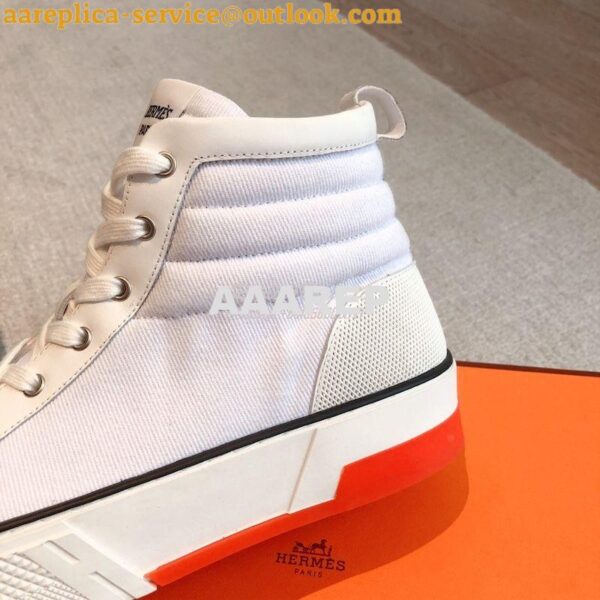 Replica Hermes Men Female High Top Gad Sneaker Cotton twill and calfsk 11