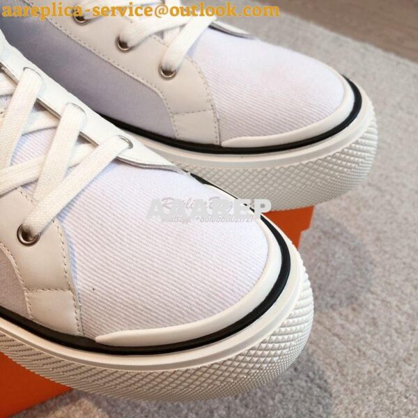 Replica Hermes Men Female High Top Gad Sneaker Cotton twill and calfsk 12