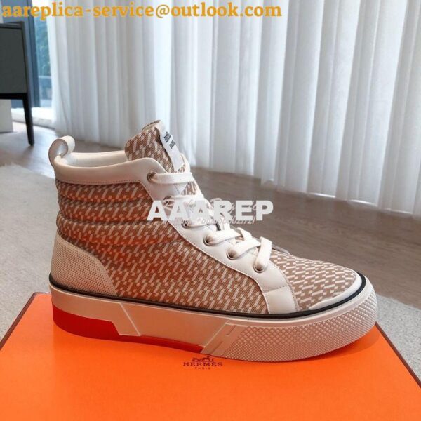 Replica Hermes Men Female High Top Gad Sneaker "H en Biais" denim and 25