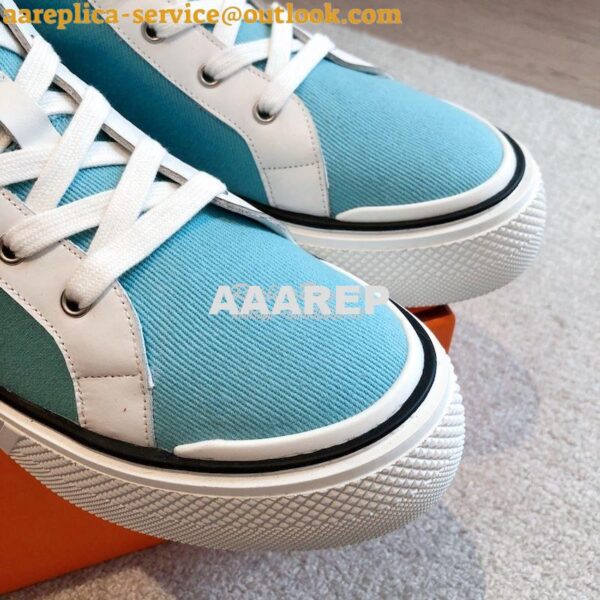 Replica Hermes Men Female High Top Gad Sneaker Cotton twill and calfsk 21