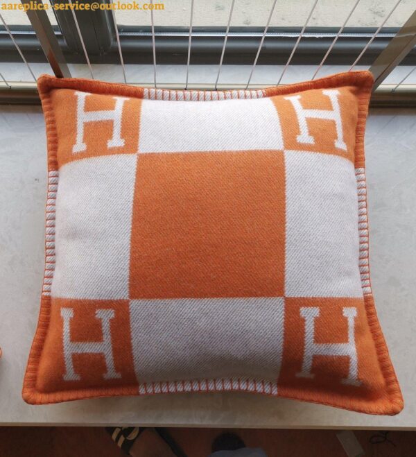 Replica Hermes Orange Small Avalon Pillow Cover 3