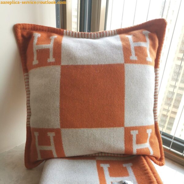 Replica Hermes Orange Small Avalon Pillow Cover 6