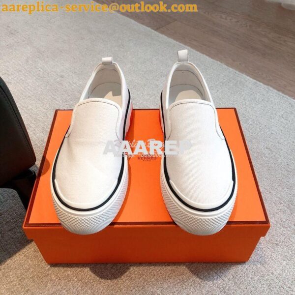 Replica Hermes Men Gliss Sneaker Cotton Twill And Calfskin H231708Z 10