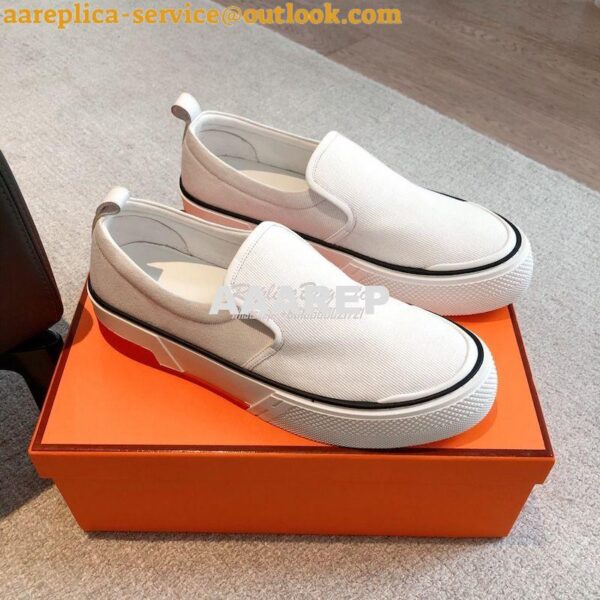 Replica Hermes Men Gliss Sneaker Cotton Twill And Calfskin H231708Z 11