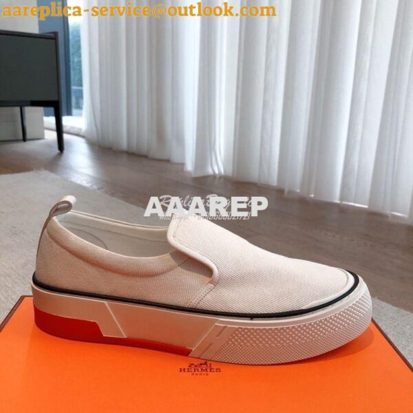 Replica Hermes Men Gliss Sneaker Cotton Twill And Calfskin H231708Z 12