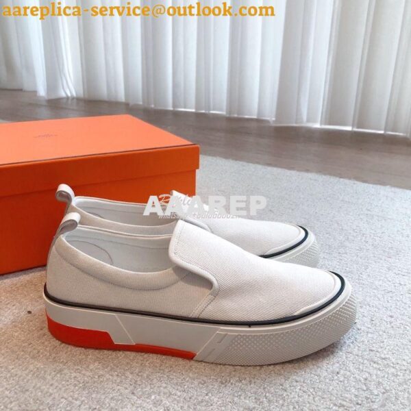 Replica Hermes Men Gliss Sneaker Cotton Twill And Calfskin H231708Z 15