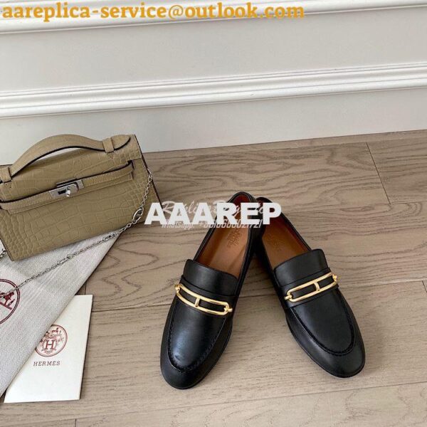 Replica Hermes Mocassins Colette in Calfskin H211041Z Black 3