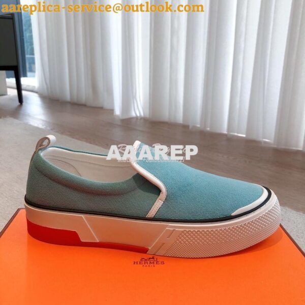 Replica Hermes Men Gliss Sneaker Cotton Twill And Calfskin H231708Z 20