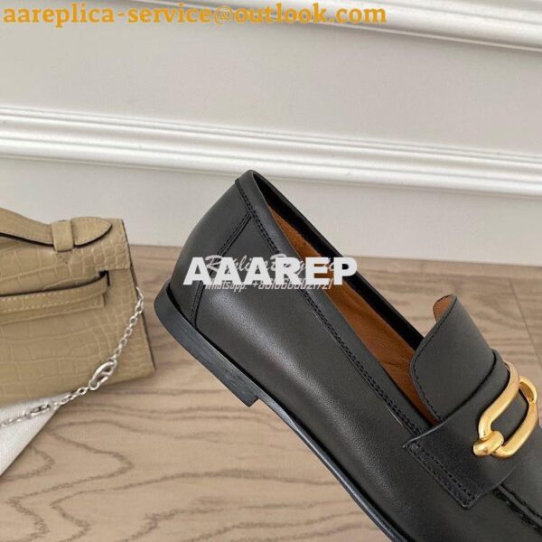 Replica Hermes Mocassins Colette in Calfskin H211041Z Black 7