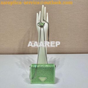 Replica Prada Cardholder with shoulder strap and crystals 1MR024 Aqua