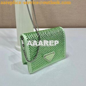 Replica Prada Cardholder with shoulder strap and crystals 1MR024 Aqua 2