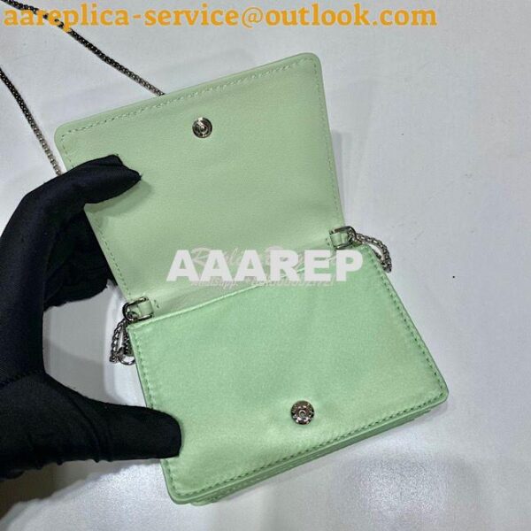 Replica Prada Cardholder with shoulder strap and crystals 1MR024 Aqua 8