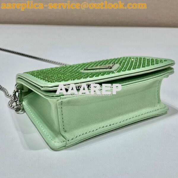 Replica Prada Cardholder with shoulder strap and crystals 1MR024 Aqua 10