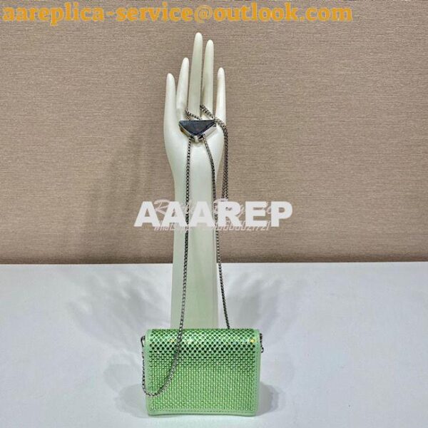 Replica Prada Cardholder with shoulder strap and crystals 1MR024 Aqua 11