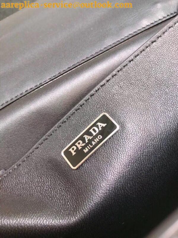 Replica Prada Cahier Black Leather Shoulder Bag with Studded 15