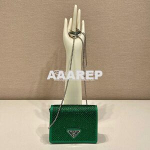 Replica Prada Cardholder with shoulder strap and crystals 1MR024 Mango
