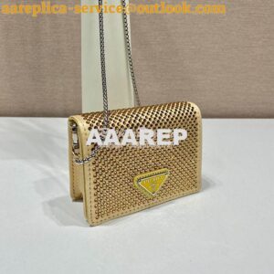Replica Prada Cardholder with shoulder strap and crystals 1MR024 PineA 2