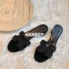 Replica Hermes Oasis Sandals with Silver Crystals in Black