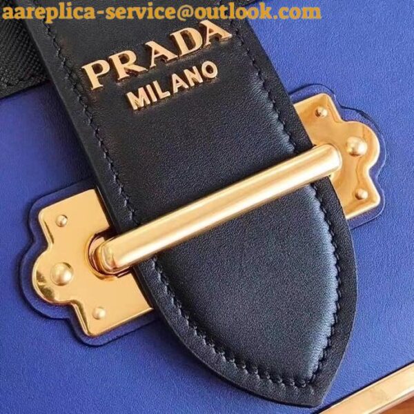 Replica Prada Cahier Shoulder Bag In Blue/Black Leather 4