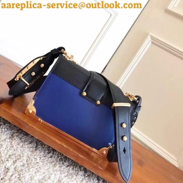 Replica Prada Cahier Shoulder Bag In Blue/Black Leather 6