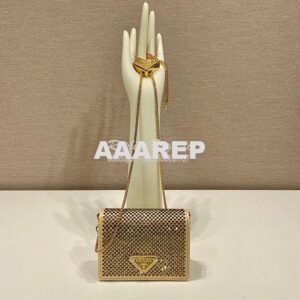 Replica Prada Cardholder with shoulder strap and crystals 1MR024 Plati
