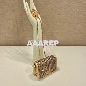 Replica Prada Cardholder with shoulder strap and crystals 1MR024 Plati 2