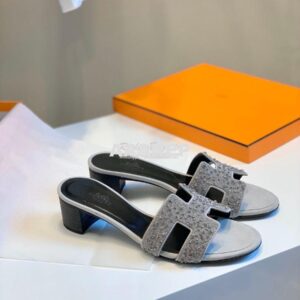 Replica Hermes Oasis Sandals with Swarovski Beads Silver