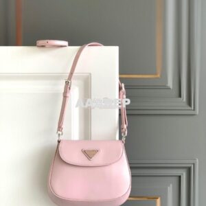 Replica Prada Cleo Brushed Leather Mini Bag 1BH188 Alabaster Pink