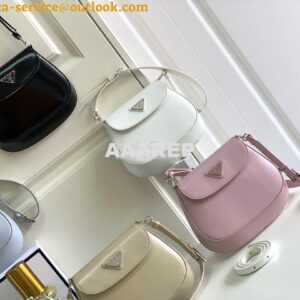 Replica Prada Cleo Brushed Leather Mini Bag 1BH188 Alabaster Pink 2
