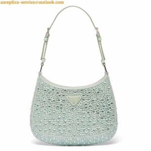 Replica Prada Cleo Bag In Aqua Satin with Cystal Appliques