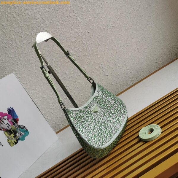 Replica Prada Cleo Bag In Aqua Satin with Cystal Appliques 6